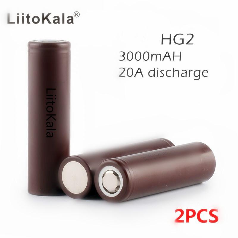 LiitoKala 2PCS HG2 18650 battery 3000 mAh 3.6 V 20A